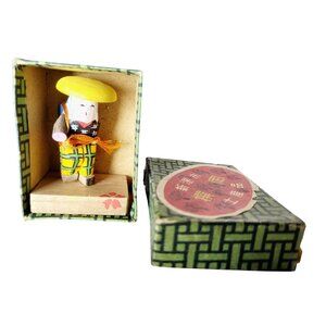 Vintage Traditional Japanese Wooden Kokeshi Doll Backpack with Original Box